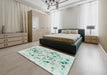 Machine Washable Abstract Magic Mint Green Rug in a Bedroom, wshabs940