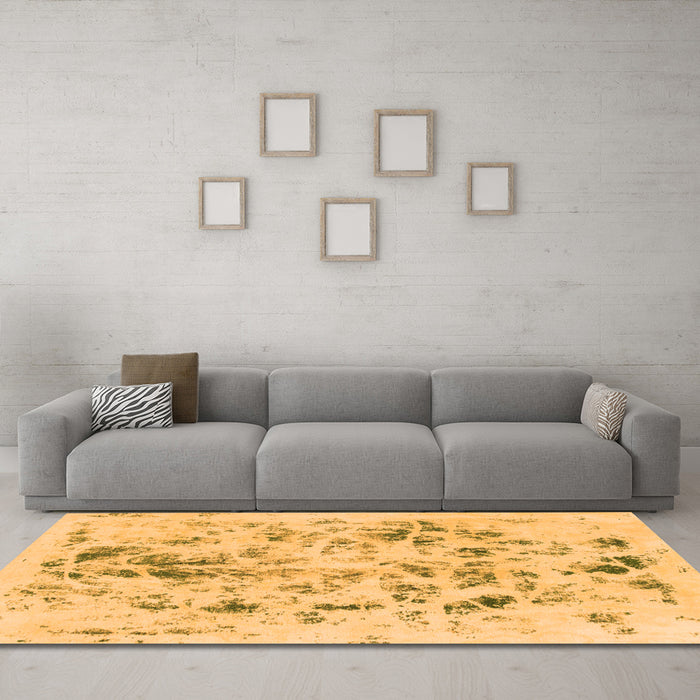 Machine Washable Abstract Orange Modern Area Rugs in a Living Room, wshabs940org