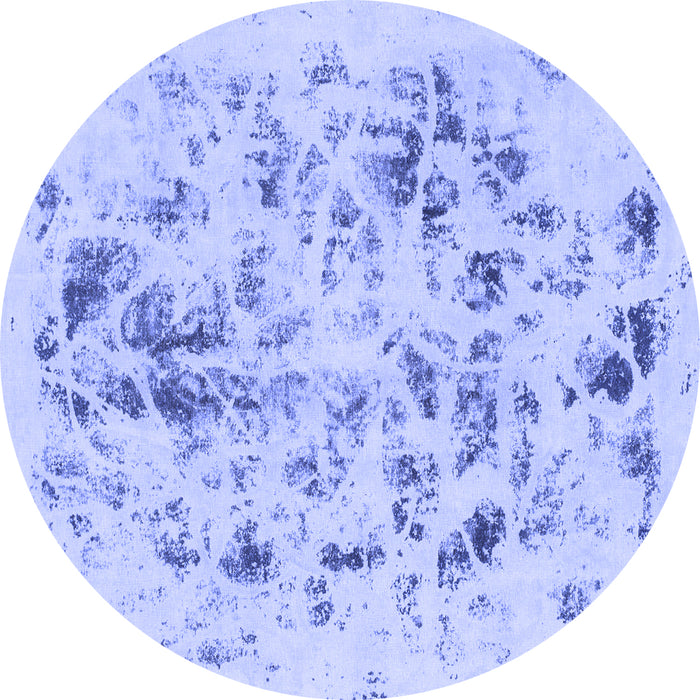Round Machine Washable Abstract Blue Modern Rug, wshabs940blu