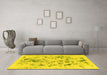 Machine Washable Abstract Yellow Modern Rug in a Living Room, wshabs940yw