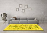 Machine Washable Abstract Yellow Modern Rug, wshabs940yw