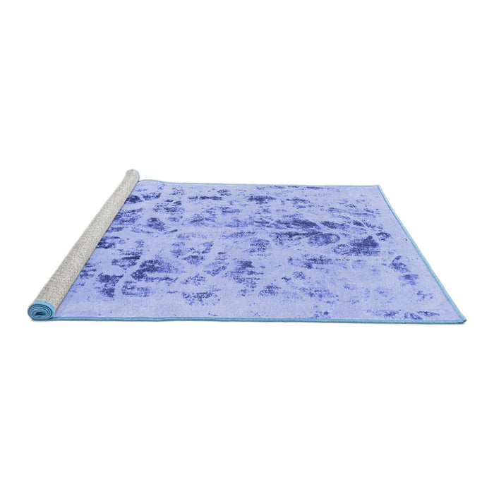 Sideview of Machine Washable Abstract Blue Modern Rug, wshabs940blu
