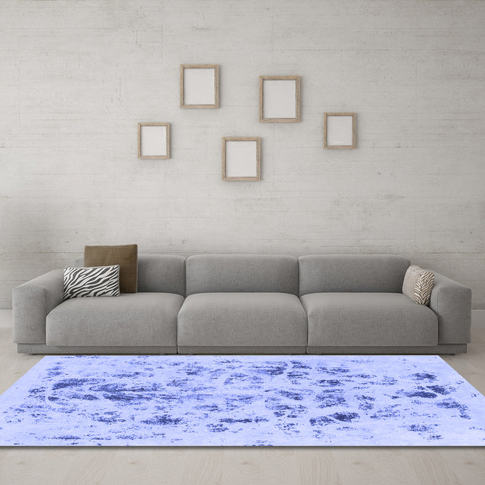 Machine Washable Abstract Blue Modern Rug in a Living Room, wshabs940blu