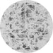 Round Machine Washable Abstract Gray Modern Rug, wshabs940gry