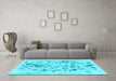 Machine Washable Abstract Light Blue Modern Rug in a Living Room, wshabs940lblu