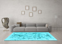 Machine Washable Abstract Light Blue Modern Rug, wshabs940lblu