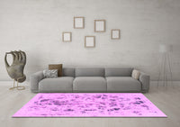 Machine Washable Abstract Pink Modern Rug, wshabs940pnk