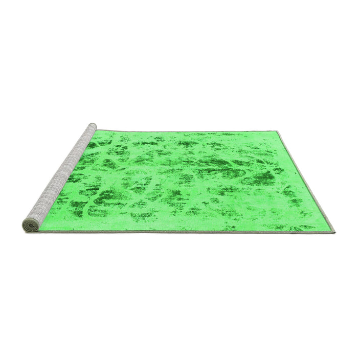 Sideview of Machine Washable Abstract Green Modern Area Rugs, wshabs940grn