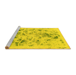 Sideview of Machine Washable Abstract Yellow Modern Rug, wshabs940yw