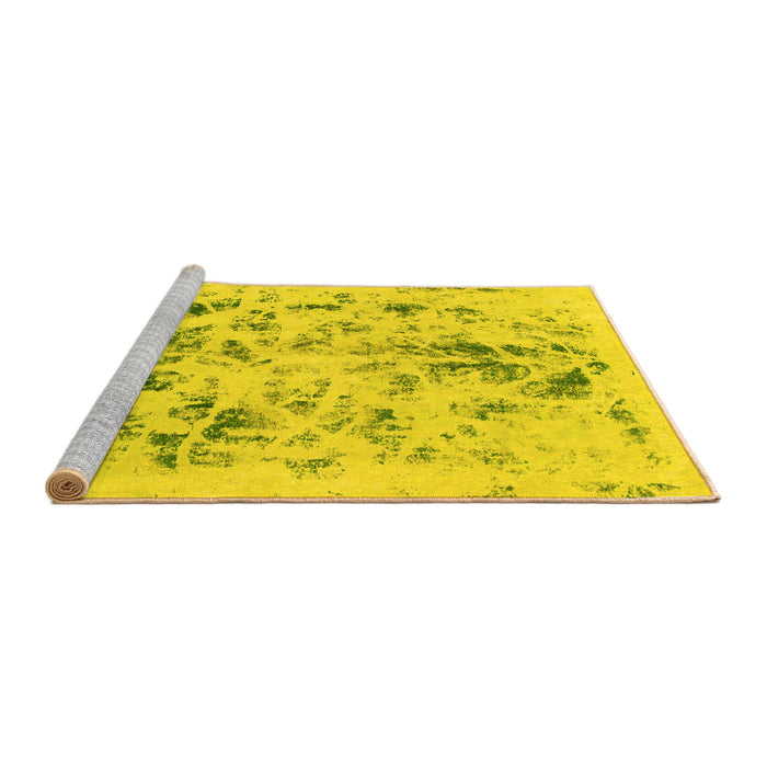 Sideview of Machine Washable Abstract Yellow Modern Rug, wshabs940yw
