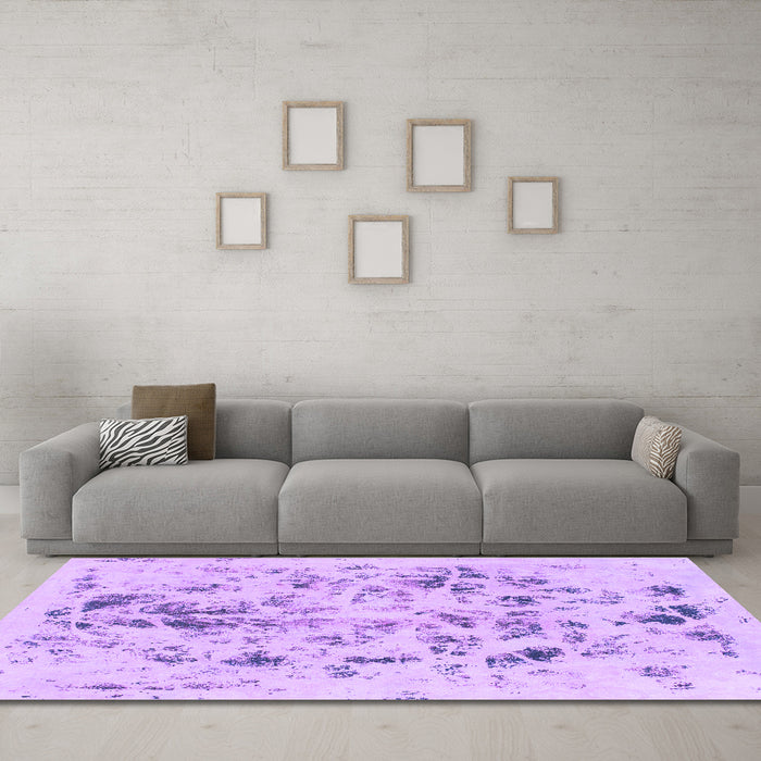 Machine Washable Abstract Purple Modern Area Rugs in a Living Room, wshabs940pur