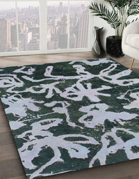 Abstract Dark Slate Gray Green Modern Rug, abs941