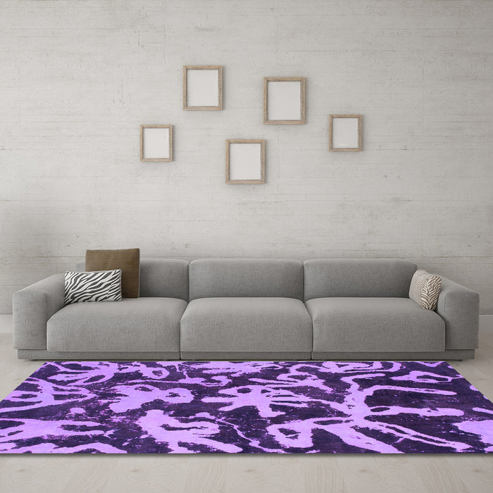 Machine Washable Abstract Purple Modern Area Rugs in a Living Room, wshabs941pur