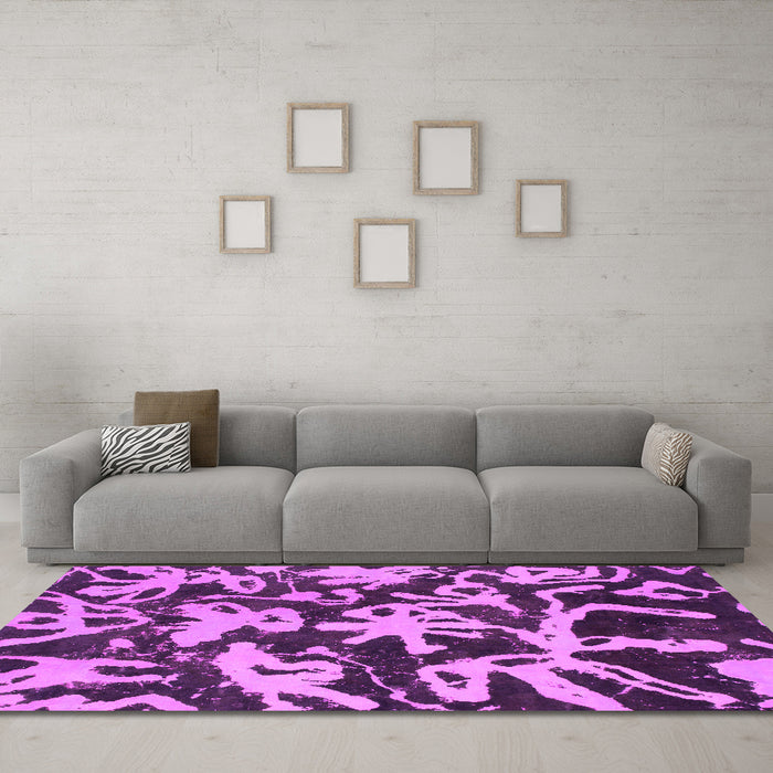 Machine Washable Abstract Pink Modern Rug in a Living Room, wshabs941pnk