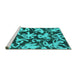 Sideview of Machine Washable Abstract Turquoise Modern Area Rugs, wshabs941turq