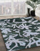 Abstract Dark Slate Gray Green Modern Rug in Family Room, abs941