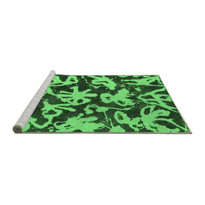 Sideview of Machine Washable Abstract Emerald Green Modern Area Rugs, wshabs941emgrn