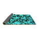 Sideview of Abstract Turquoise Modern Rug, abs941turq