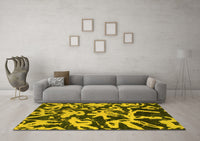 Machine Washable Abstract Yellow Modern Rug, wshabs941yw