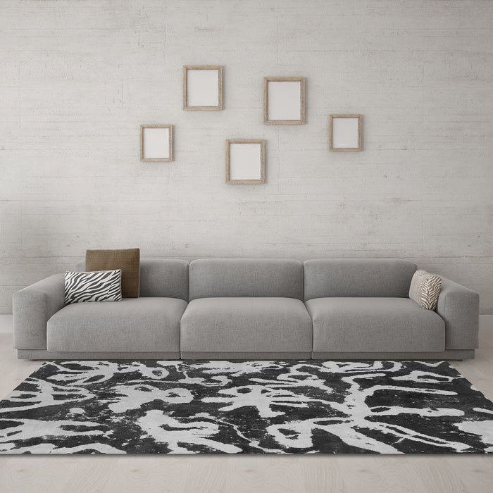 Machine Washable Abstract Gray Modern Rug in a Living Room,, wshabs941gry