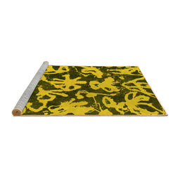 Sideview of Machine Washable Abstract Yellow Modern Rug, wshabs941yw