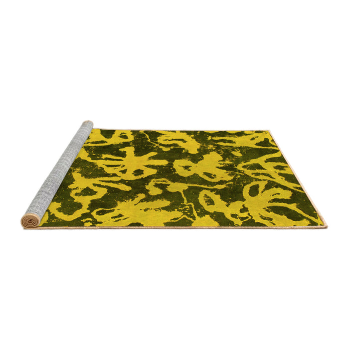 Sideview of Machine Washable Abstract Yellow Modern Rug, wshabs941yw