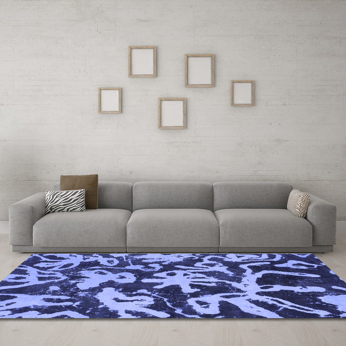 Machine Washable Abstract Blue Modern Rug in a Living Room, wshabs941blu