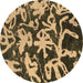 Round Abstract Brown Modern Rug, abs941brn