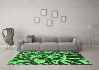 Machine Washable Abstract Emerald Green Modern Rug, wshabs941emgrn