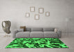 Machine Washable Abstract Green Modern Area Rugs in a Living Room,, wshabs941grn