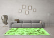 Machine Washable Abstract Green Modern Area Rugs in a Living Room,, wshabs942grn