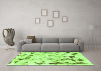 Machine Washable Abstract Green Modern Rug, wshabs942grn