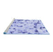 Sideview of Machine Washable Abstract Blue Modern Rug, wshabs942blu