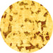 Round Abstract Yellow Modern Rug, abs942yw