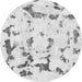 Round Machine Washable Abstract Gray Modern Rug, wshabs942gry