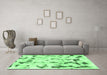 Machine Washable Abstract Emerald Green Modern Area Rugs in a Living Room,, wshabs942emgrn