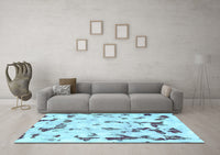 Machine Washable Abstract Light Blue Modern Rug, wshabs942lblu