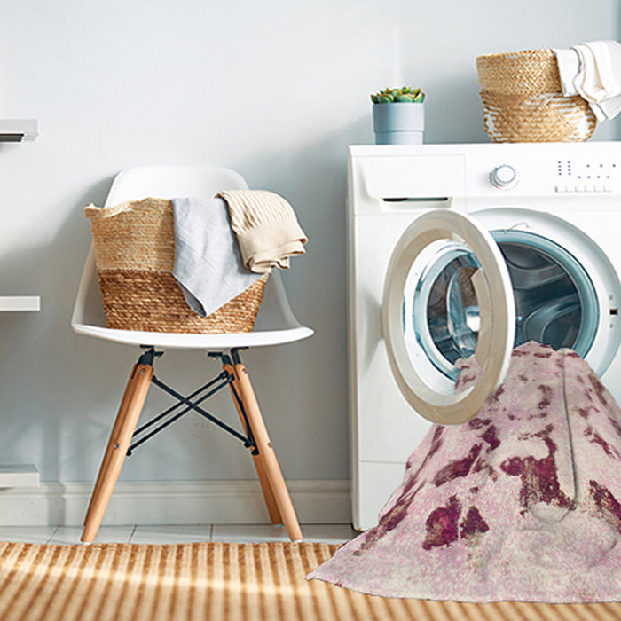 Machine Washable Abstract Light Coral Pink Rug in a Washing Machine, wshabs942