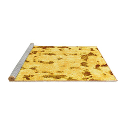 Sideview of Machine Washable Abstract Yellow Modern Rug, wshabs942yw