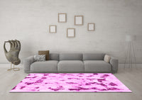 Machine Washable Abstract Pink Modern Rug, wshabs942pnk