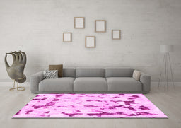 Machine Washable Abstract Pink Modern Rug in a Living Room, wshabs942pnk