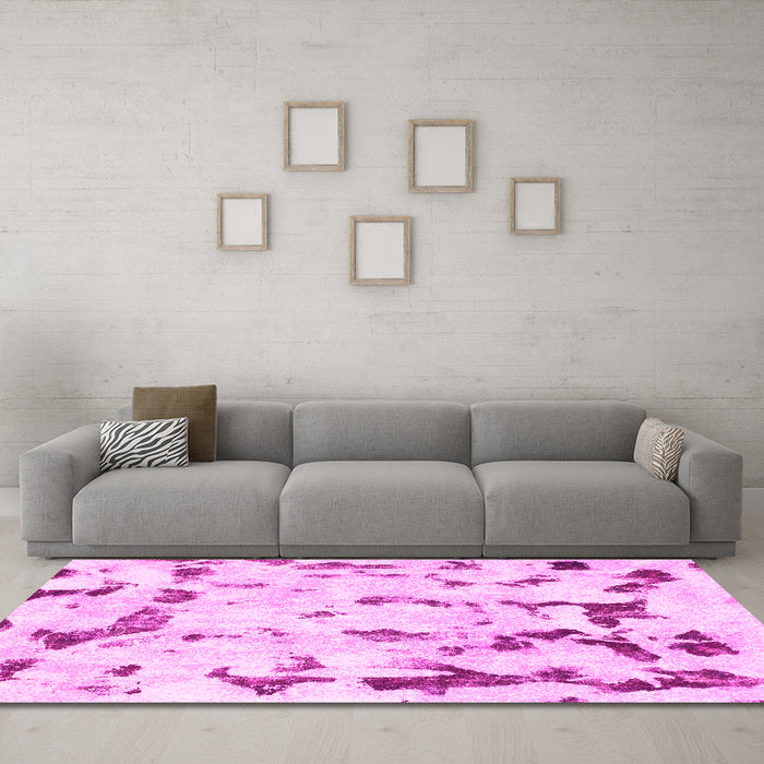 Machine Washable Abstract Pink Modern Rug in a Living Room, wshabs942pnk