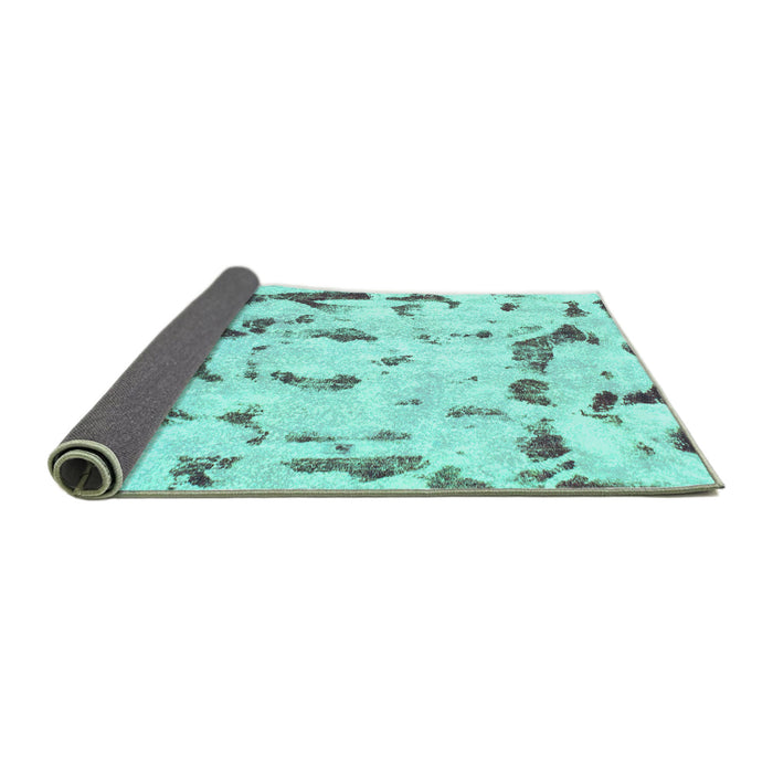 Sideview of Abstract Turquoise Modern Rug, abs942turq