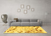 Machine Washable Abstract Yellow Modern Rug in a Living Room, wshabs942yw