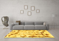 Machine Washable Abstract Yellow Modern Rug, wshabs942yw