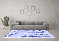 Machine Washable Abstract Blue Modern Rug, wshabs942blu