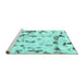 Sideview of Machine Washable Abstract Turquoise Modern Area Rugs, wshabs942turq