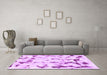 Machine Washable Abstract Purple Modern Area Rugs in a Living Room, wshabs942pur