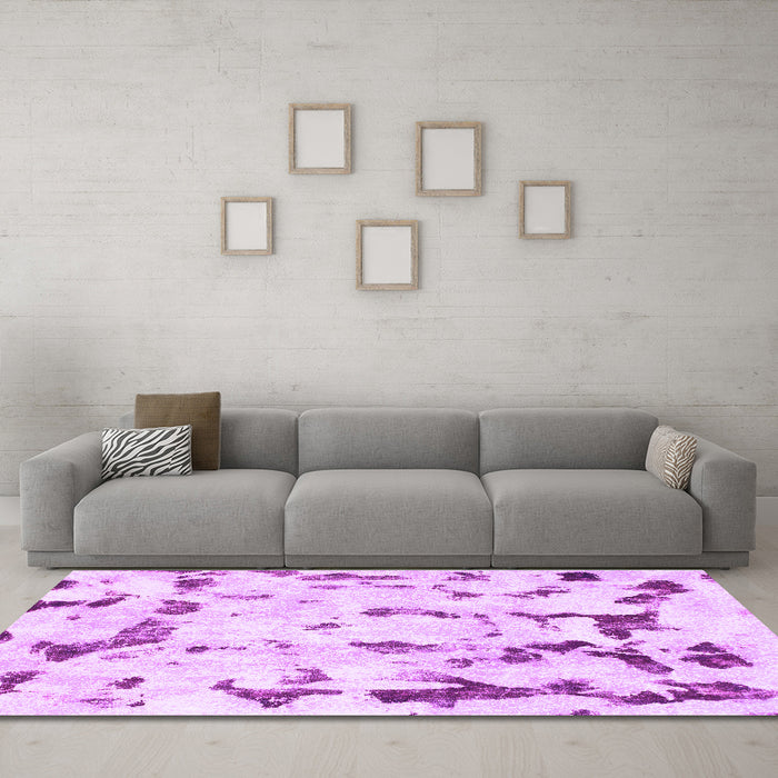 Machine Washable Abstract Purple Modern Area Rugs in a Living Room, wshabs942pur