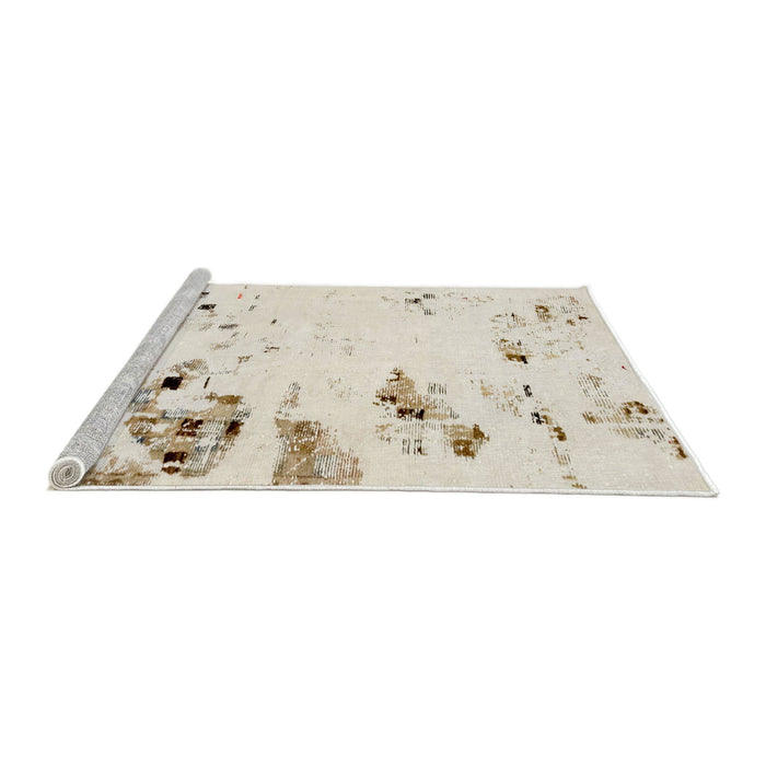 Sideview of Machine Washable Abstract Tan Brown Rug, wshabs943